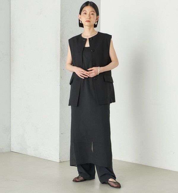 SHIPS for women「《予約》Wai＋:〈手洗い可能〉オーガンジー ノースリーブ 2WAY ワンピース」|ワンピース|