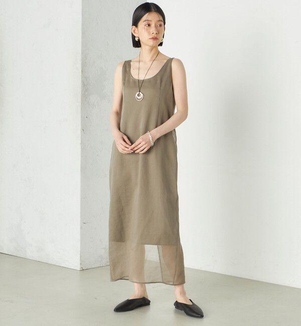 SHIPS for women「《予約》Wai＋:〈手洗い可能〉オーガンジー ノースリーブ 2WAY ワンピース」|ワンピース|