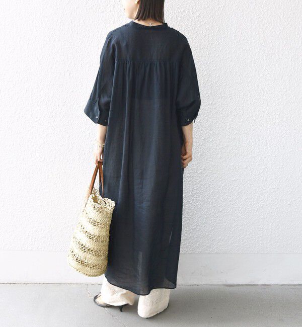 SHIPS for women「〈手洗い可能〉ラミー 4 スタンドカラー シャツ ワンピース」|ワンピース|