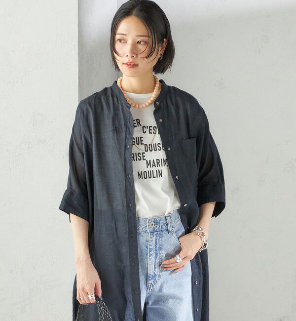 SHIPS for women「〈手洗い可能〉ラミー 4 スタンドカラー シャツ ワンピース」|ワンピース|