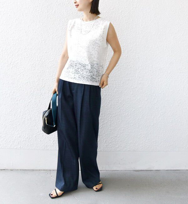 SHIPS for women「〈手洗い可能〉オーガニック コットン レース ノースリーブ プルオーバー」|タンクトップ|