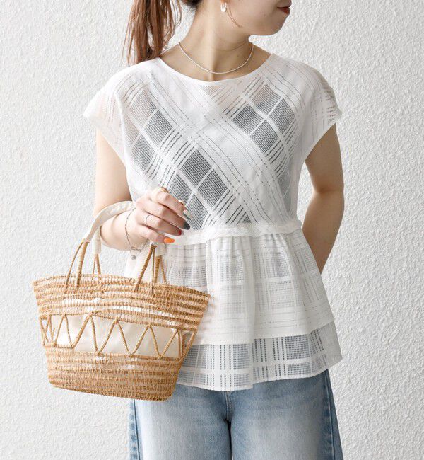 SHIPS any「SHIPS any:〈洗濯機可能〉シアー チェック ティアード ペプラム 2WAY ブラウス」|シャツ・ブラウス|