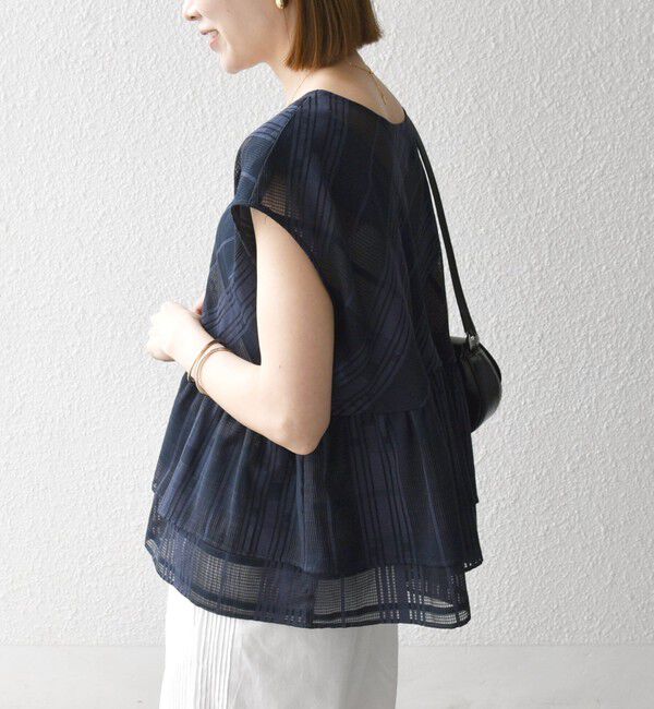 SHIPS any「SHIPS any:〈洗濯機可能〉シアー チェック ティアード ペプラム 2WAY ブラウス」|シャツ・ブラウス|