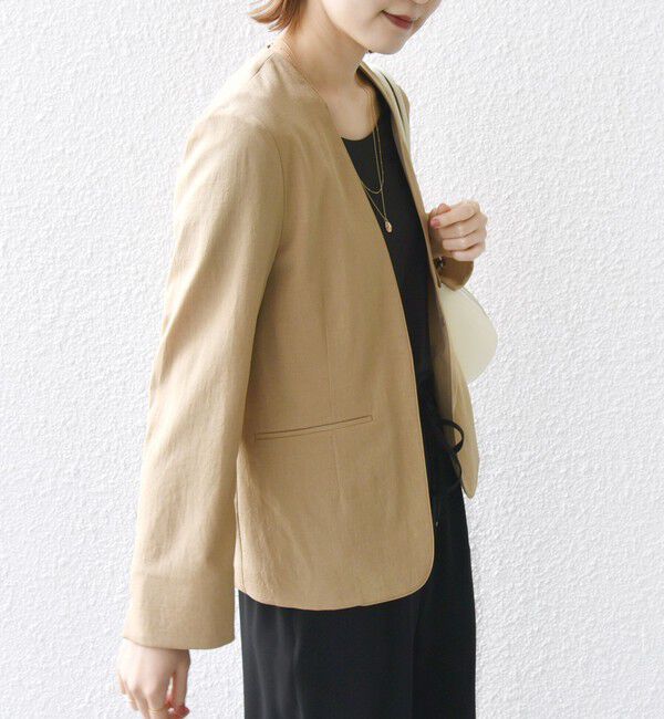 SHIPS for women「〈手洗い可能〉FUNCTIONAL カラーレス ジャケット（セットアップ対応）」|ノーカラージャケット|