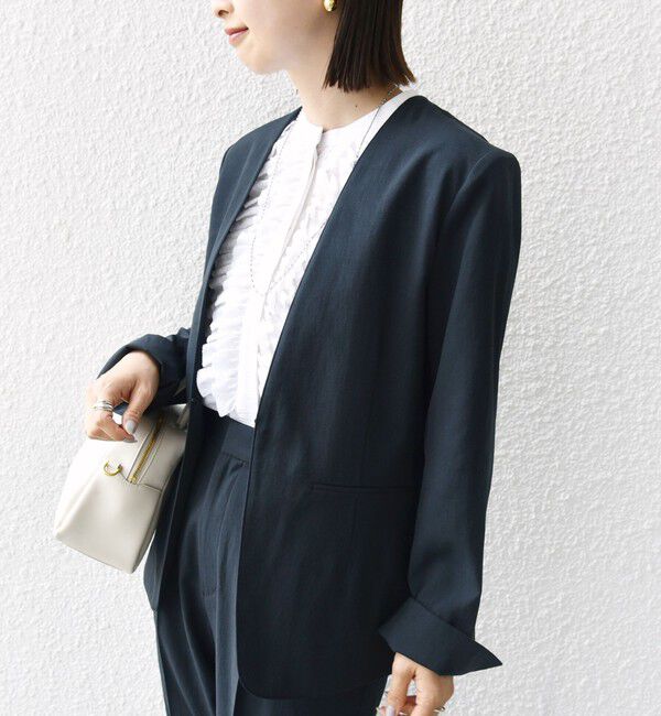 SHIPS for women「〈手洗い可能〉FUNCTIONAL カラーレス ジャケット（セットアップ対応）」|ノーカラージャケット|