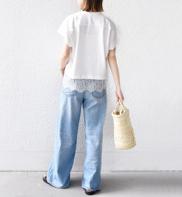 SHIPS for women「【WEB限定】〈手洗い可能〉裾 レース コンビ プルオーバー」|Tシャツ・カットソー|