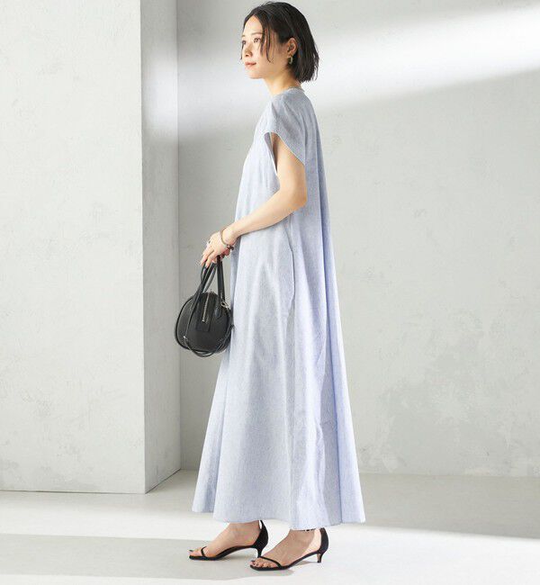 SHIPS for women「〈接触冷感・手洗い可能〉麻混 シャンブレー フレア ワンピース」|ワンピース|