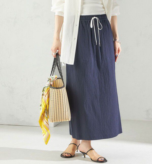 SHIPS for women「〈手洗い可能〉ACAR リップル ポケット スカート」|スカート|ネイビー