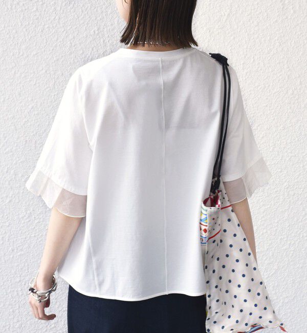 SHIPS for women「【WEB限定】〈接触冷感 / UVカット〉シアー オーガンジー コンビ プルオーバー」|Tシャツ・カットソー|