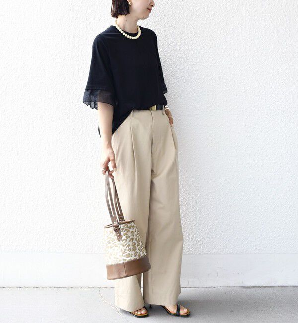 SHIPS for women「【WEB限定】〈接触冷感 / UVカット〉シアー オーガンジー コンビ プルオーバー」|Tシャツ・カットソー|