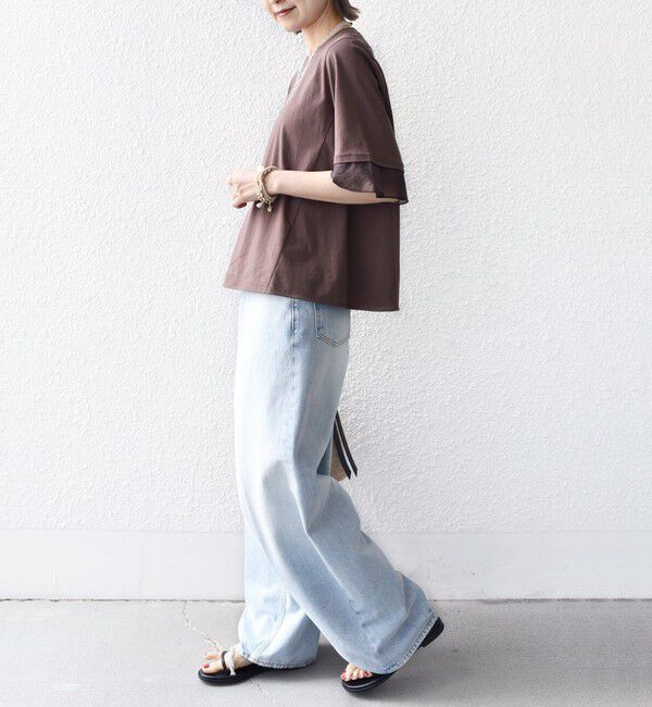 SHIPS for women「【WEB限定】〈接触冷感 / UVカット〉シアー オーガンジー コンビ プルオーバー」|Tシャツ・カットソー|