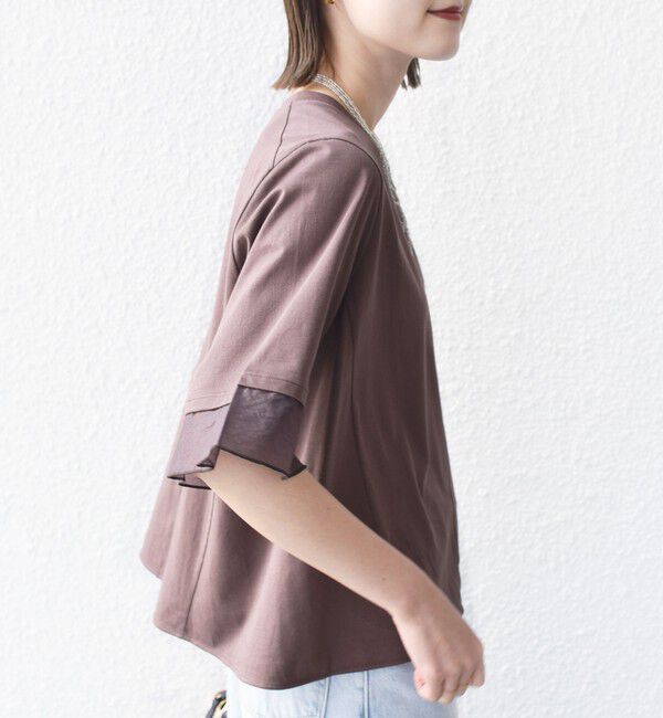 SHIPS for women「【WEB限定】〈接触冷感 / UVカット〉シアー オーガンジー コンビ プルオーバー」|Tシャツ・カットソー|