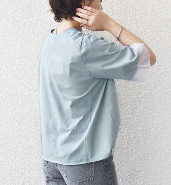 SHIPS for women「【WEB限定】〈接触冷感 / UVカット〉シアー オーガンジー コンビ プルオーバー」|Tシャツ・カットソー|