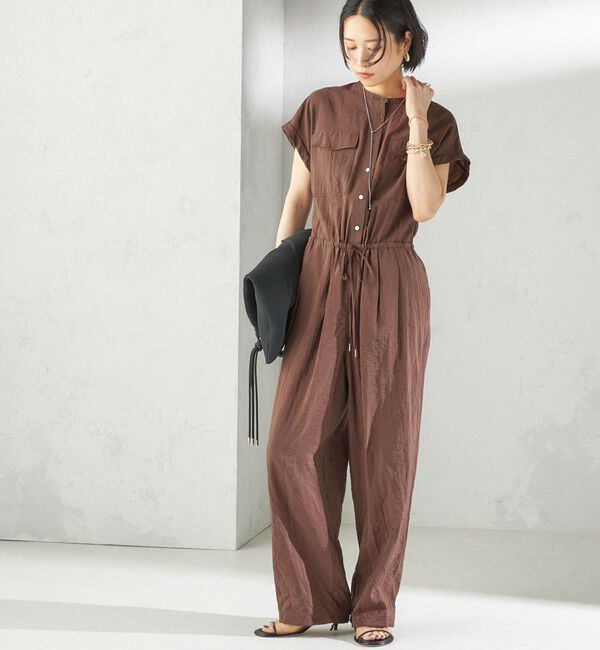 SHIPS for women「〈手洗い可能〉ダブル ポケット ミリタリー オールインワン」|オールインワン|ブラウン