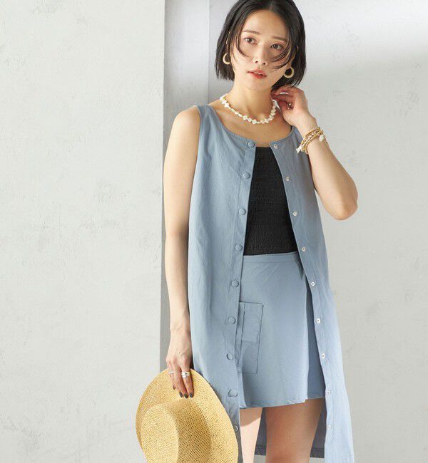 SHIPS for women「maroba:＜手洗い可能＞ラッシュ ミニ ワンピース」|その他|ライトブルー