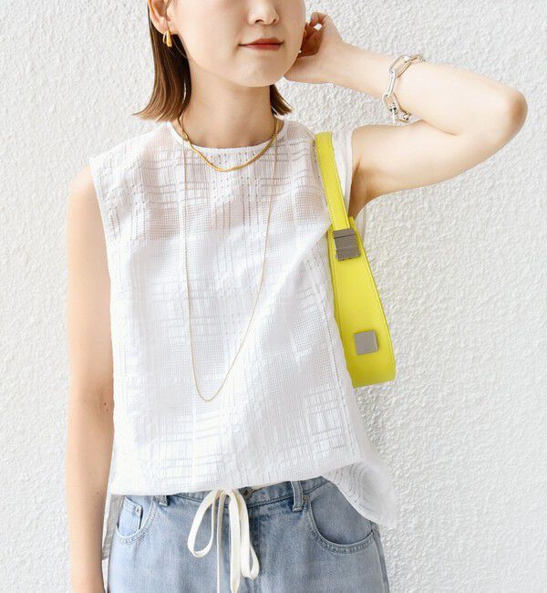 SHIPS for women「〈手洗い可能〉シアー チェック ジャカード ノースリーブ ブラウス」|シャツ・ブラウス|