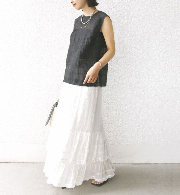 SHIPS for women「〈手洗い可能〉シアー チェック ジャカード ノースリーブ ブラウス」|シャツ・ブラウス|