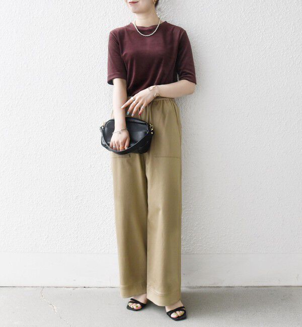 SHIPS any「SHIPS any:〈洗濯機可能〉ポリエステル ベロア ハーフスリーブ コンパクト TEE」|Tシャツ・カットソー|