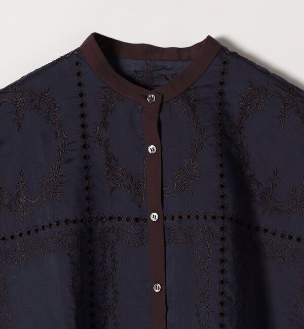 SHIPS any「《一部追加予約》SHIPS any:〈手洗い可能〉エンブロイダリー レース シアー フレンチスリーブ シャツ」|シャツ・ブラウス|