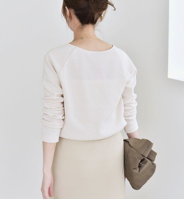 quaranciel「quaranciel:〈洗濯機可能〉ポリエステル ベロア スクエア ネック プルオーバー」|Tシャツ・カットソー|