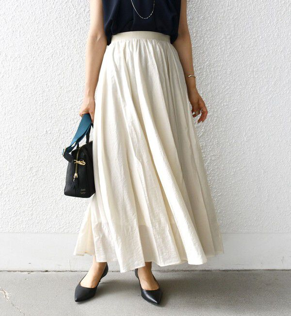 SHIPS for women「〈手洗い可能〉ウエスト ゴム ボリューム フレア ロング スカート」|スカート|
