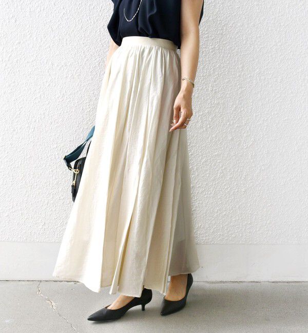 SHIPS for women「〈手洗い可能〉ウエスト ゴム ボリューム フレア ロング スカート」|スカート|