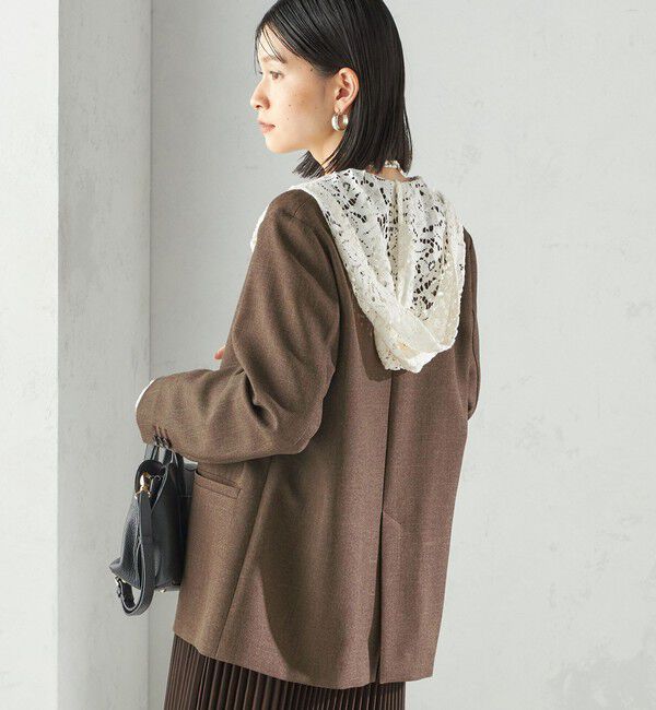 SHIPS for women「〈手洗い可能〉TUMUGITO(R) シャーク ツイード カラーレス ジャケット」|ノーカラージャケット|