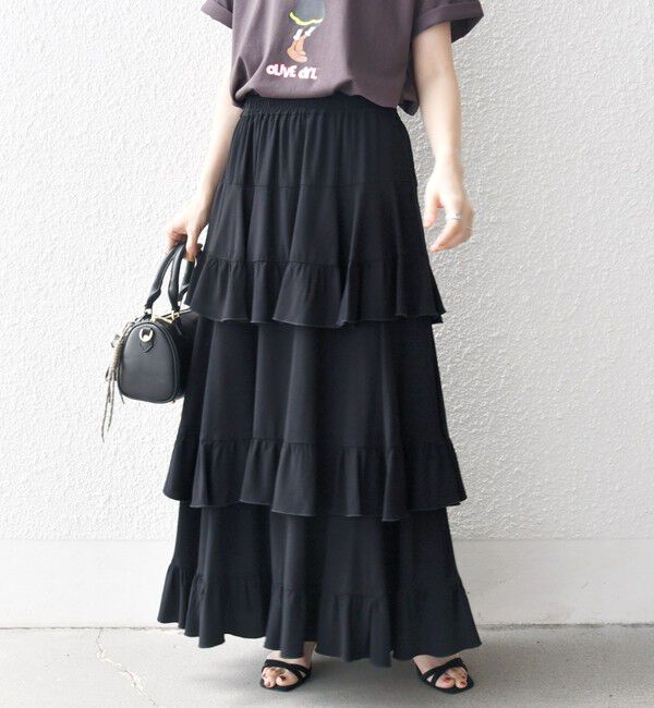 SHIPS any「SHIPS any:〈洗濯機可能〉ティアード ラッフル マキシ スカート」|スカート|