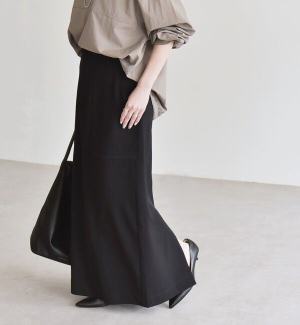quaranciel「quaranciel:〈洗濯機可能〉ウーステッド ステッチ Iライン ロング スカート」|スカート|