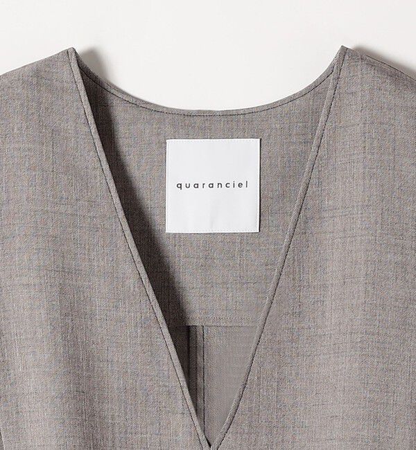 quaranciel「quaranciel:〈洗濯機可能〉ウーステッド ステッチワーク ポケット フレア Vネック ワンピース」|ワンピース|