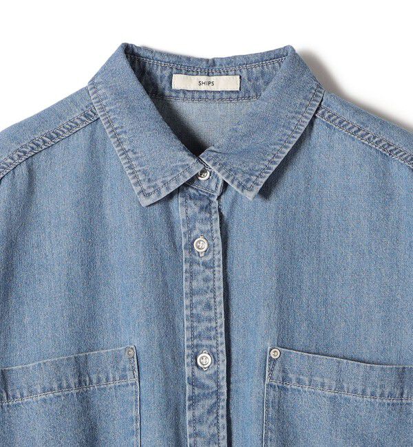 SHIPS for women「〈洗濯機可能〉ライトオンス デニム ショート シャツ」|シャツ・ブラウス|