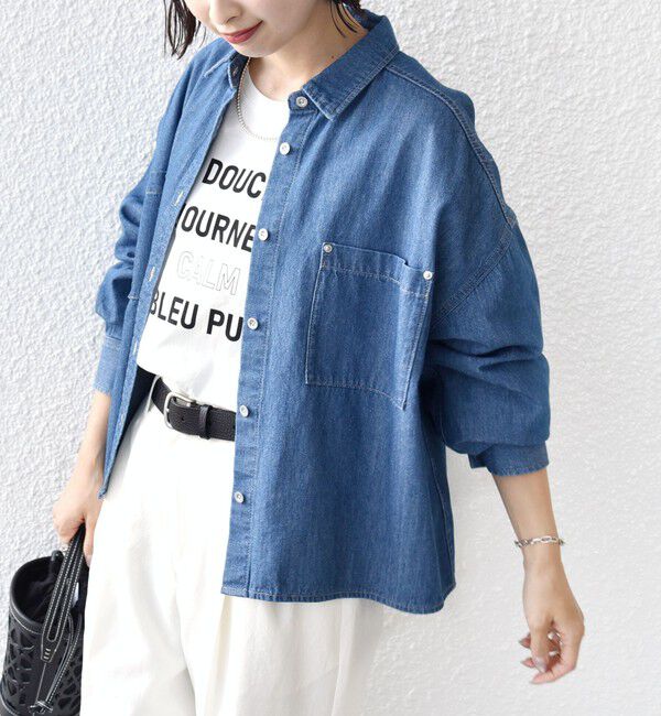 SHIPS for women「〈洗濯機可能〉ライトオンス デニム ショート シャツ」|シャツ・ブラウス|