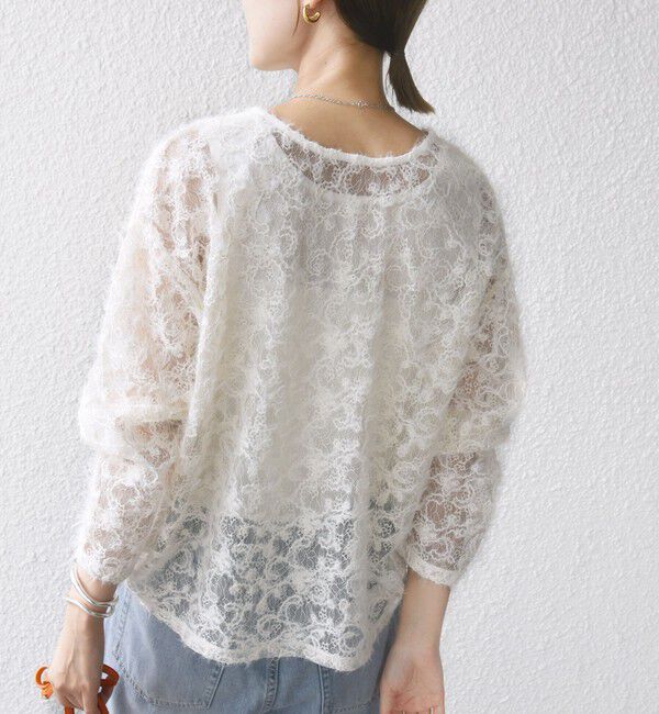 SHIPS for women「【WEB限定】〈手洗い可能〉チュール フェザー レース 羽織」|シャツ・ブラウス|