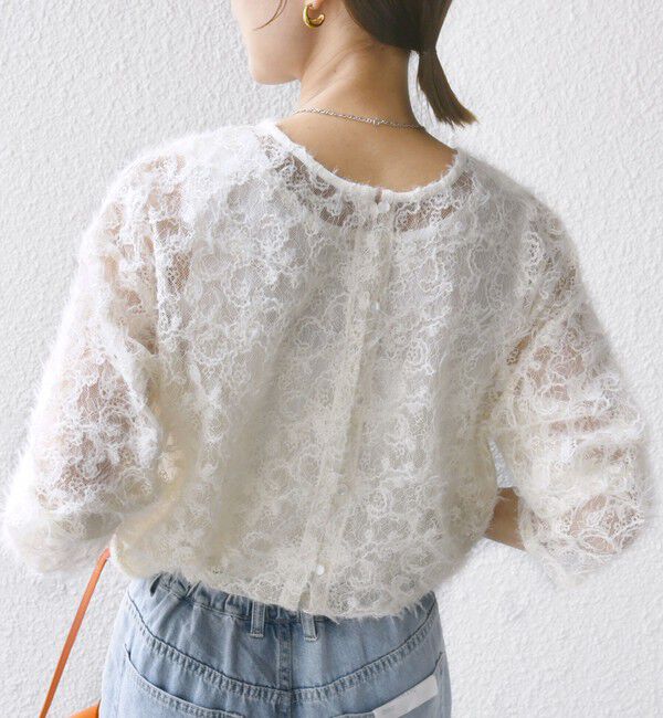 SHIPS for women「【WEB限定】〈手洗い可能〉チュール フェザー レース 羽織」|シャツ・ブラウス|