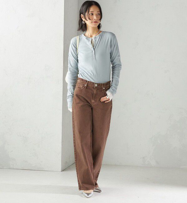 SHIPS for women「【SHIPS別注】miller: シアー ヘンリー ネック ロング スリーブ TEE」|Tシャツ・カットソー|