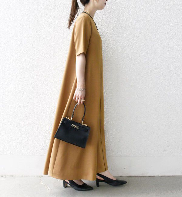 SHIPS any「SHIPS any:〈洗濯機可能〉ウーステッド パイピング ボタン フレア ワンピース」|ワンピース|