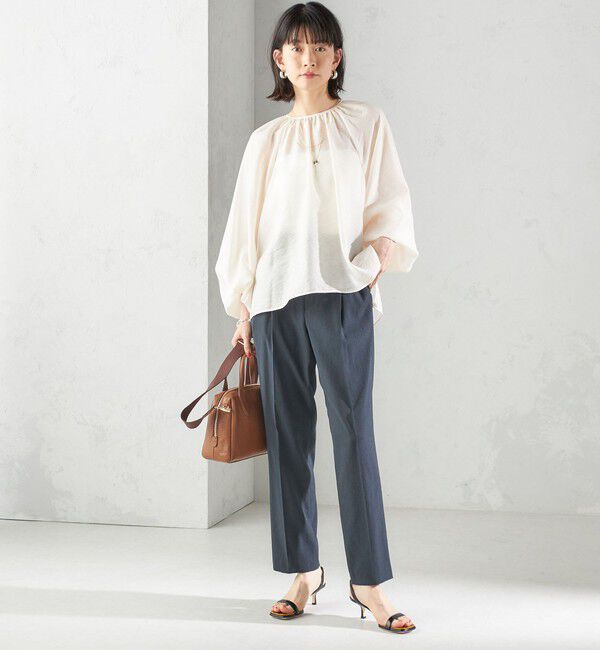 SHIPS for women「〈手洗い可能〉シアー バンブー ギャザー ブラウス」|シャツ・ブラウス|