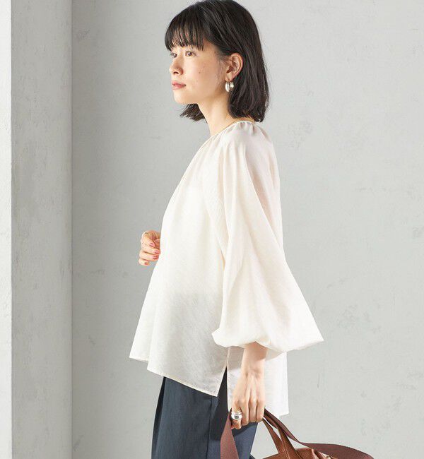 SHIPS for women「〈手洗い可能〉シアー バンブー ギャザー ブラウス」|シャツ・ブラウス|