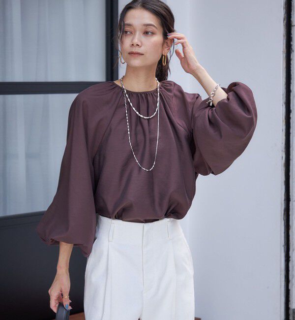 SHIPS for women「〈手洗い可能〉シアー バンブー ギャザー ブラウス」|シャツ・ブラウス|