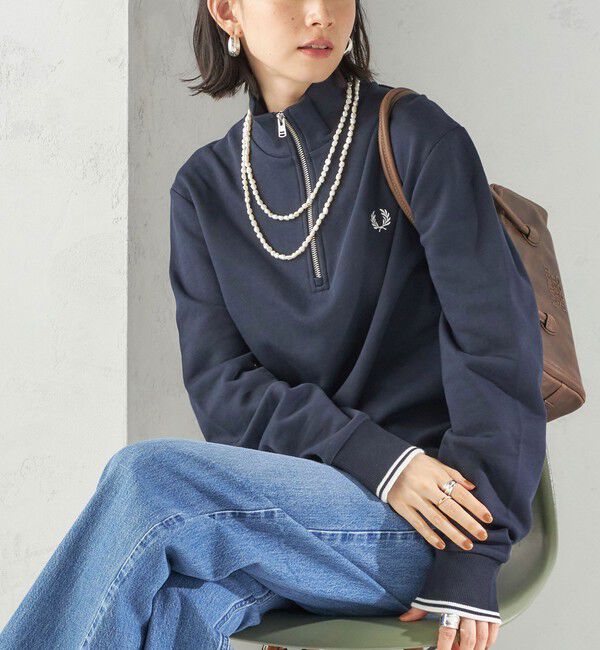 SHIPS for women「FRED PERRY: M3574 HALF ZIP SHIRT」|スウェット・ジャージ|ネイビー
