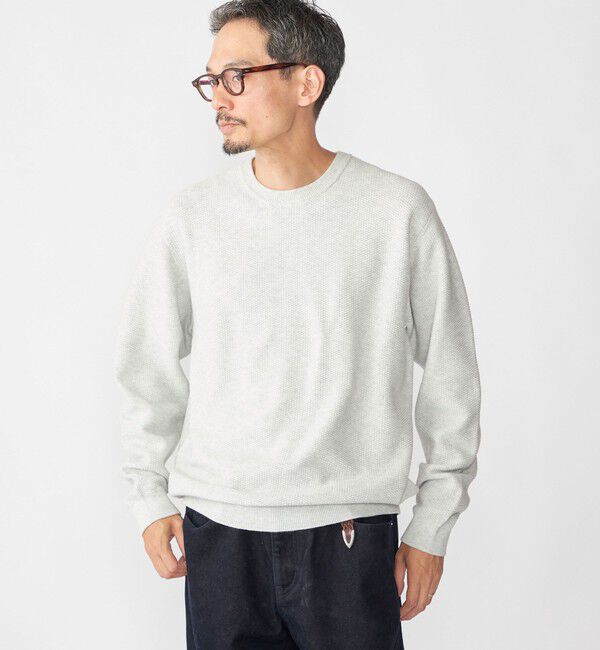 SHIPS「SHIPS:〈手洗い可能〉TEXBRID(R) コットン ウール ピケ クルーネック ニット」|ニット・セーター|