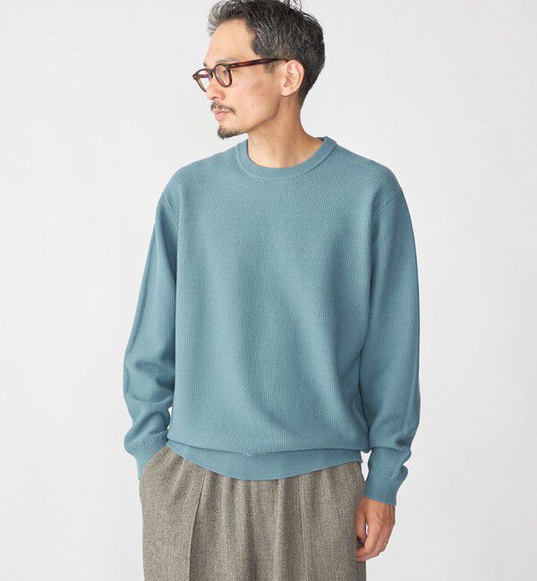 SHIPS「SHIPS:〈手洗い可能〉TEXBRID(R) コットン ウール ピケ クルーネック ニット」|ニット・セーター|