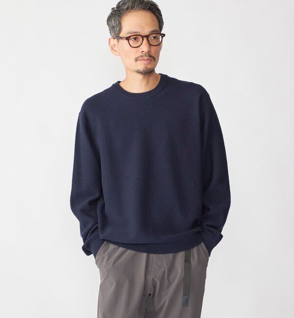 SHIPS「SHIPS:〈手洗い可能〉TEXBRID(R) コットン ウール ピケ クルーネック ニット」|ニット・セーター|