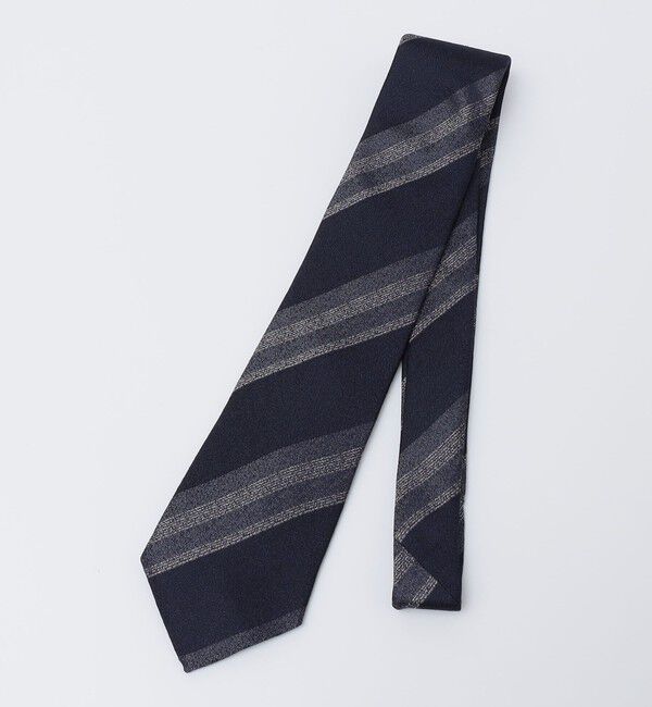 SHIPS「Puccini: シルク ラスティック ストライプ ネクタイ」|ネクタイ・蝶ネクタイ|ネイビー