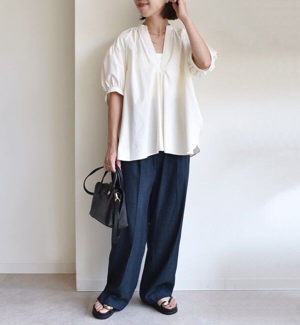 SHIPS for women「〈手洗い可能〉RENU ソフト タイプライター スキッパー 5分袖 ブラウス」|シャツ・ブラウス|