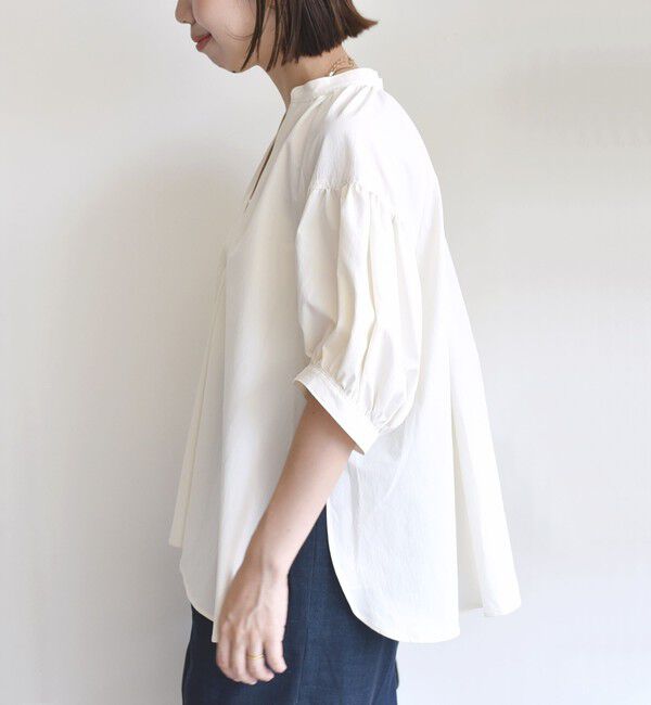 SHIPS for women「〈手洗い可能〉RENU ソフト タイプライター スキッパー 5分袖 ブラウス」|シャツ・ブラウス|