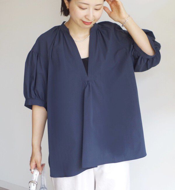 SHIPS for women「〈手洗い可能〉RENU ソフト タイプライター スキッパー 5分袖 ブラウス」|シャツ・ブラウス|