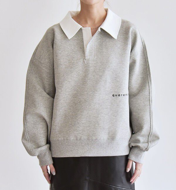 quaranciel「quaranciel:〈洗濯機可能〉ポンチ ロゴプリント ポロ スウェット プルオーバー」|スウェット・ジャージ|
