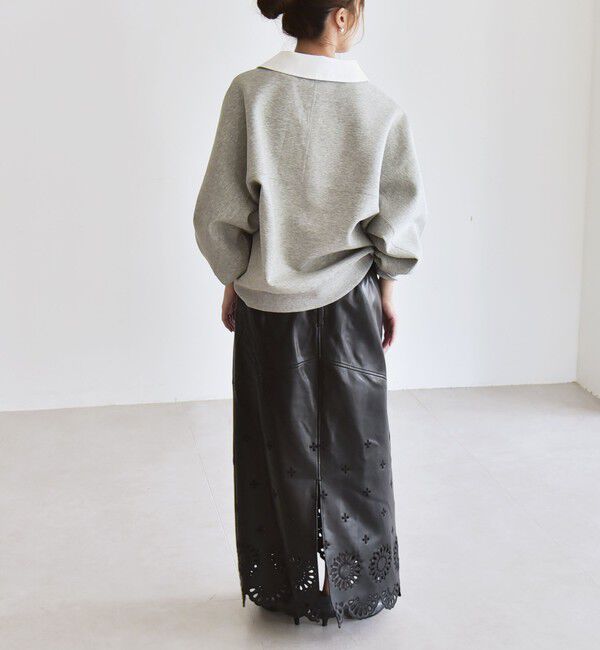 quaranciel「quaranciel:〈洗濯機可能〉ポンチ ロゴプリント ポロ スウェット プルオーバー」|スウェット・ジャージ|