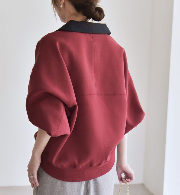 quaranciel「quaranciel:〈洗濯機可能〉ポンチ ロゴプリント ポロ スウェット プルオーバー」|スウェット・ジャージ|